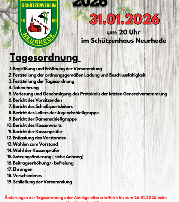 Generalversammlung am 31.01.2026